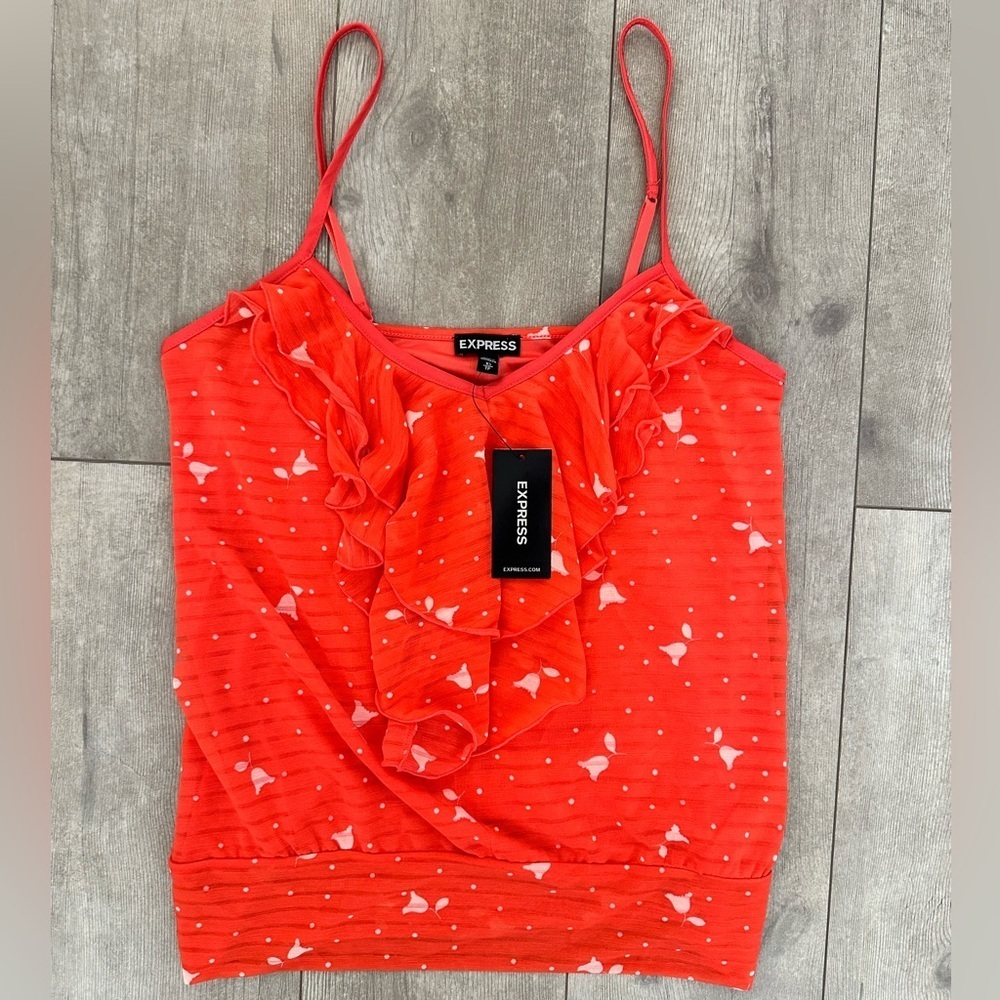 New Y2K Express women’s tank top red & white floral women’s XS
New with tags